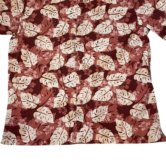Vintage Solitude Short Sleeve Leaf Print Hawaiian Shirt - Picture 2 of 5